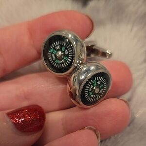 Stainless Steel Real Compass Cufflinks Brand New In Box